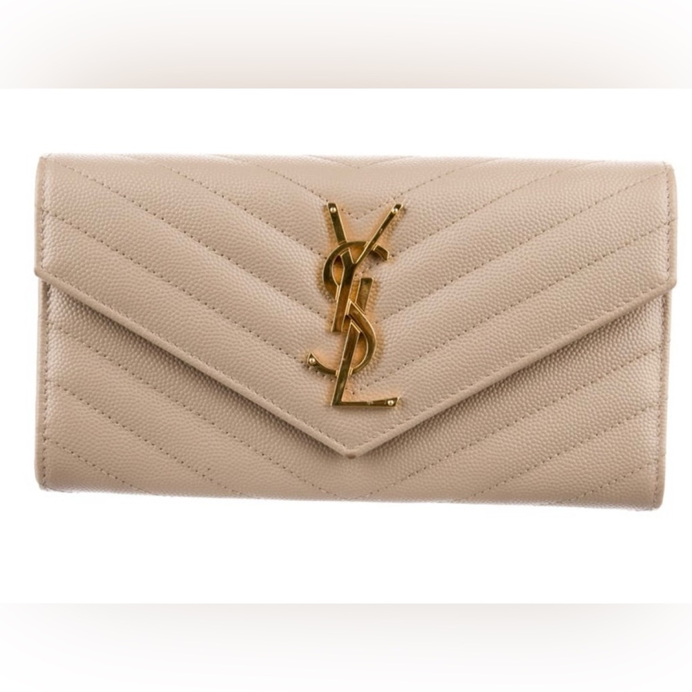 Saint Laurent YSL ivory/ beige Continental Wallet